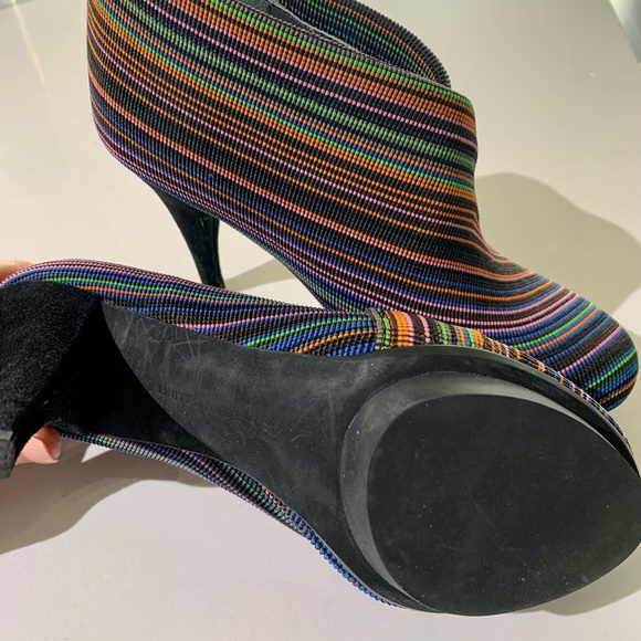 Boots Designer Italian Ankle Striped with Heel - Picture 2 of 5